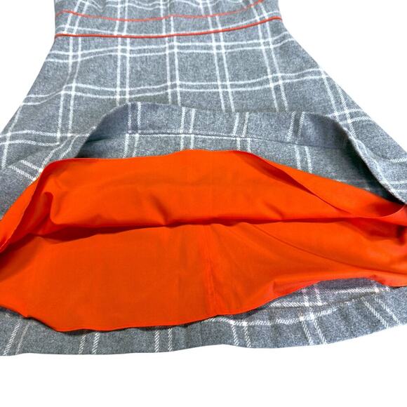 Sail to Sable Gray Orange Wool Plaid A-Line Mod Shift Dress Mod Size 4 - Picture 7 of 10